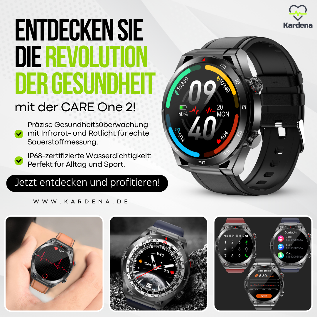 Kardena CARE One 2 - 2025 Premium Smartwatch mit KI Assistenz